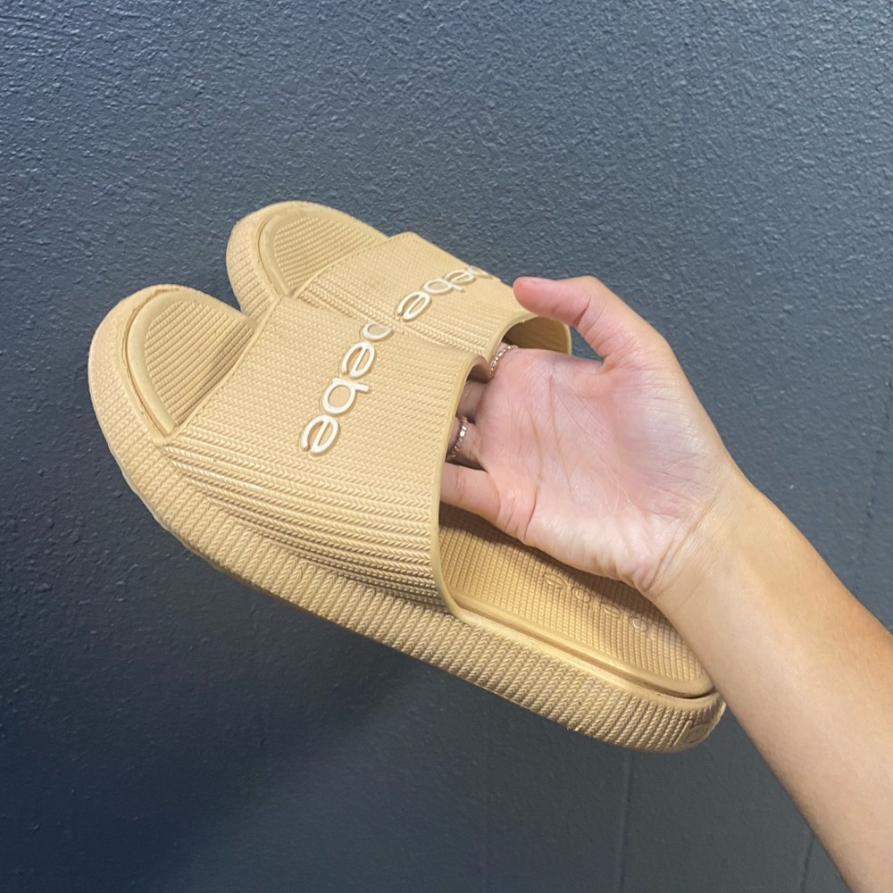 bebe Tan Slide Slippers for Women